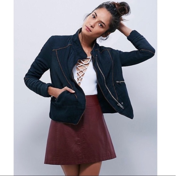 NEW Free People Doublecloth Twill Jacket black - Picture 3 of 5